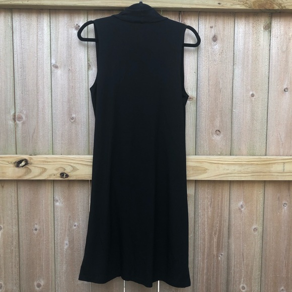 Bryn Walker Dress Size M Black Sleeveless Wrap Front Bamboo Organic Cotton - Picture 6 of 13